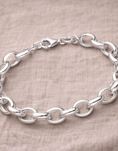 Load image into Gallery viewer, 925 Sterling Silver Open Link Chain Bracelet – "Modern Loop Link"
