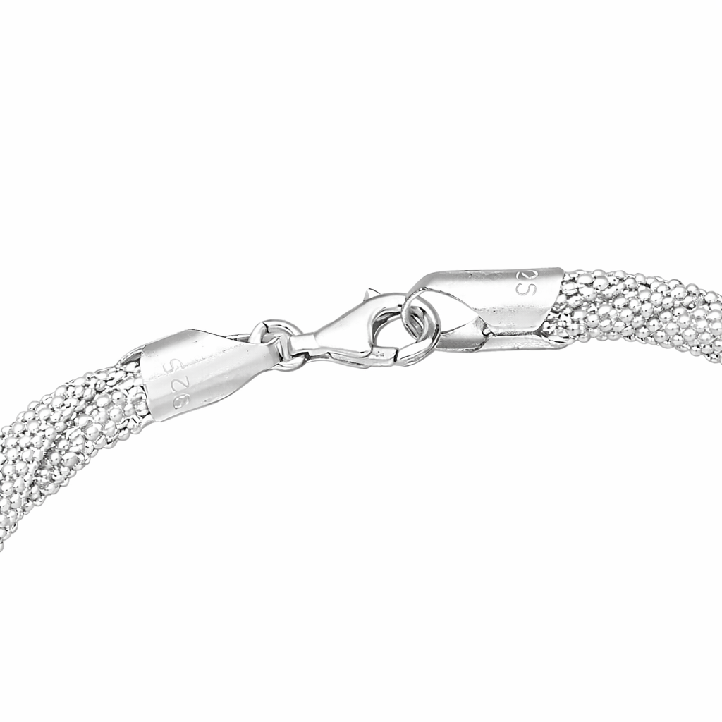 925 Sterling Silver Diamond-Cut Braided Bracelet - "Soft Shimmer Mesh Bracelet"