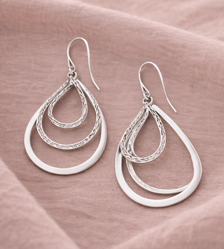 Pre-Owned Silpada Tri-Textured Sterling Silver Earrings