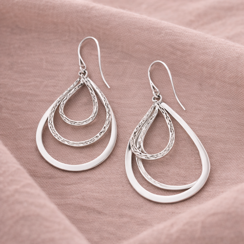 Pre-Owned Silpada Tri-Textured Sterling Silver Earrings