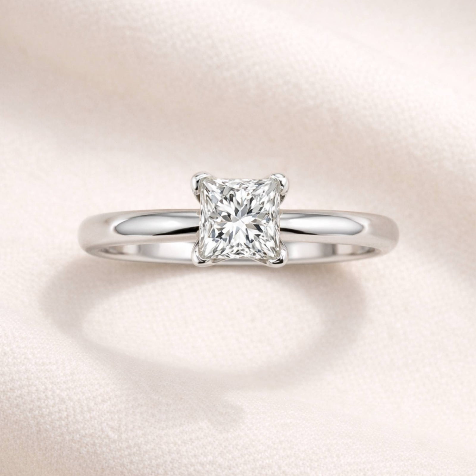 Certified 0.26 CTW Princess Cut Diamond Solitaire Ring | 14K White Gold