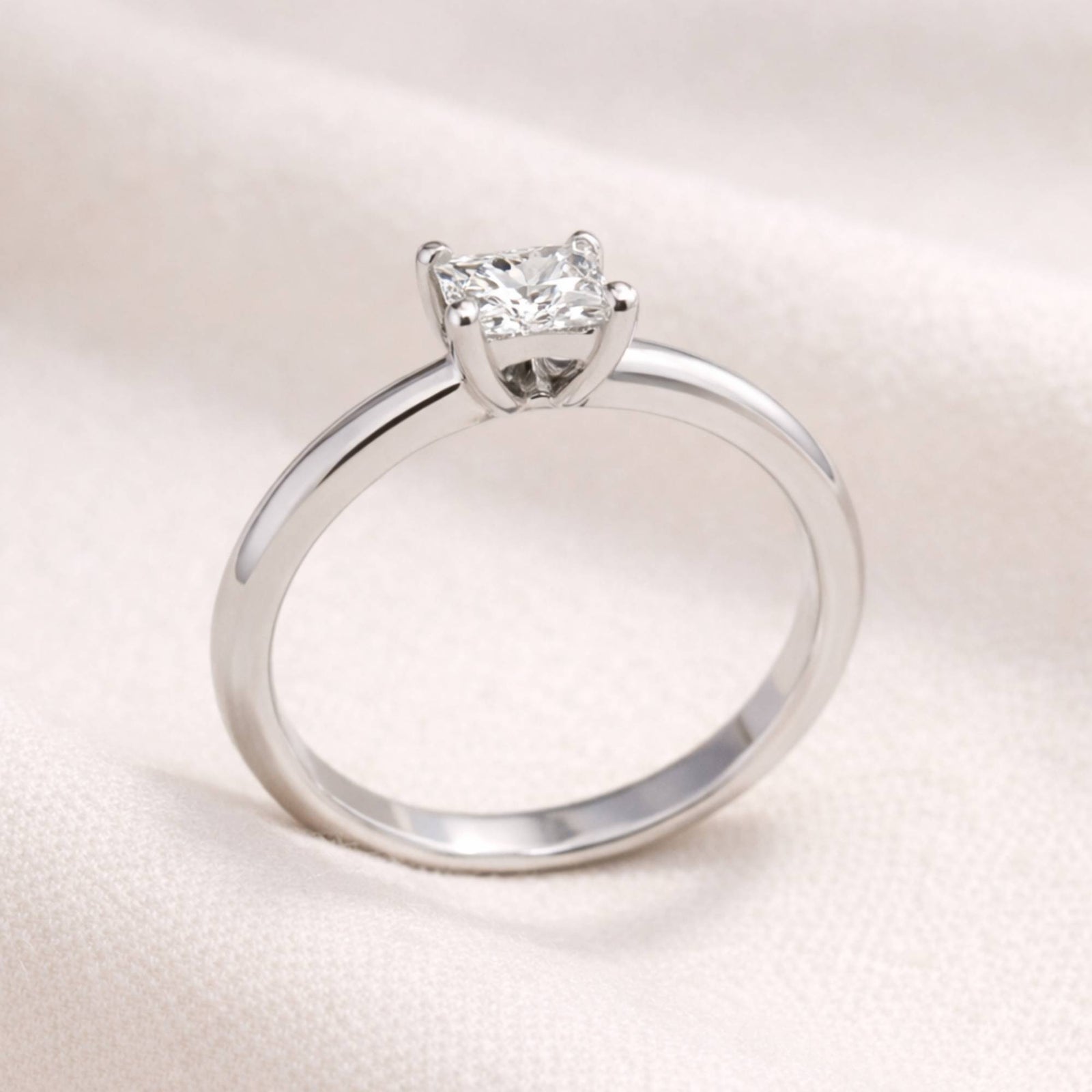 Certified 0.26 CTW Princess Cut Diamond Solitaire Ring | 14K White Gold