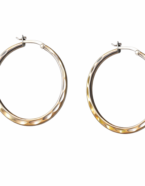 Load image into Gallery viewer, 925 Sterling Silver “Luxe Facet Hoop” Earrings – Polished Statement Hoops
