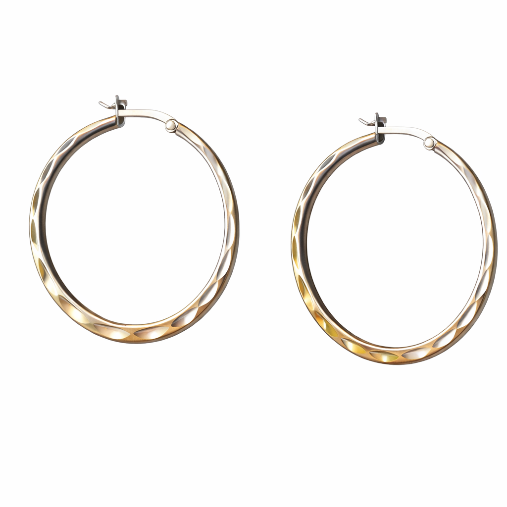 925 Sterling Silver “Luxe Facet Hoop” Earrings – Polished Statement Hoops