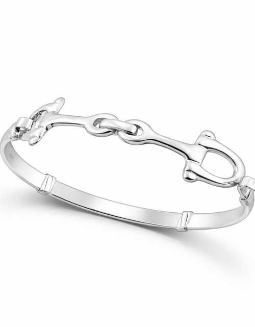 Load image into Gallery viewer, 925 Sterling Silver “Equestrian Luxe Snaffle Bangle” – Luxury Horse Bit Bracelet
