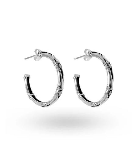 Simply Savvy Bali Artisan Sterling Silver Bamboo Hoop Earrings – Handcrafted 925 Silver Luxury Hoop Earrings