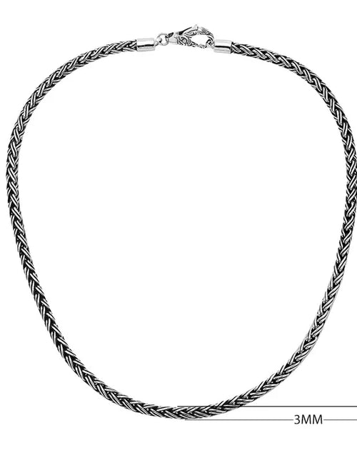 Load image into Gallery viewer, Simply Savvy Bali Handcrafted 925 Sterling Silver Wheat Chain Necklace – Oxidized Artisan Lobster Clasp
