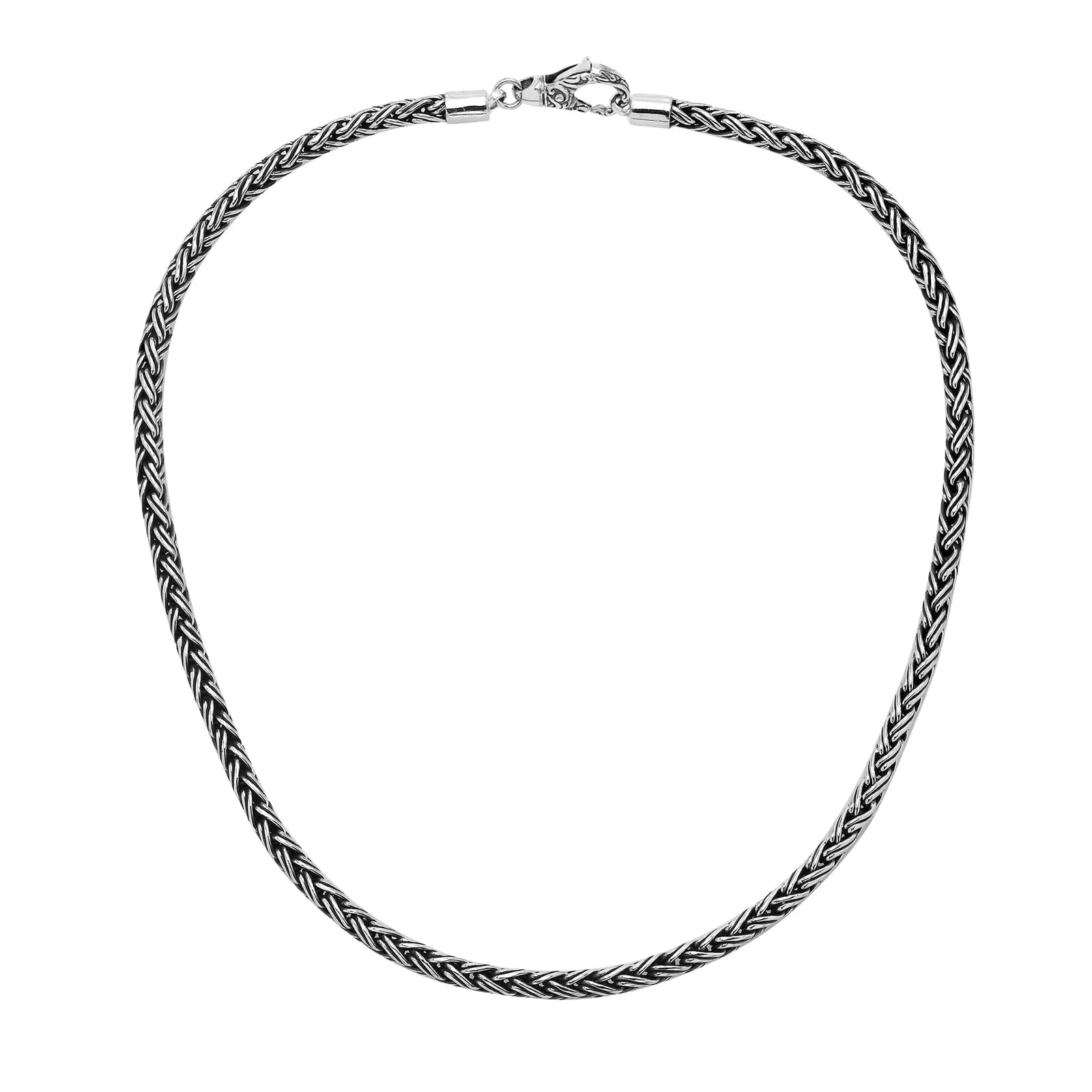 Simply Savvy Bali Handcrafted 925 Sterling Silver Wheat Chain Necklace – Oxidized Artisan Lobster Clasp