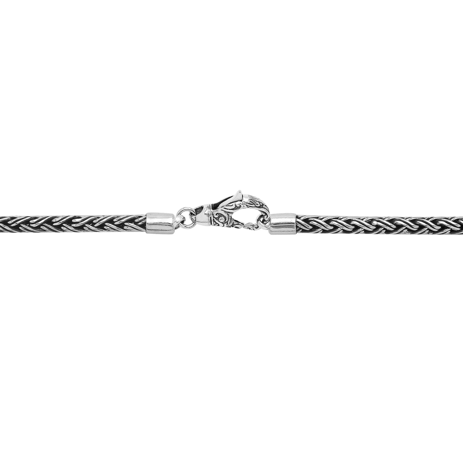 Simply Savvy Bali Handcrafted 925 Sterling Silver Wheat Chain Necklace – Oxidized Artisan Lobster Clasp