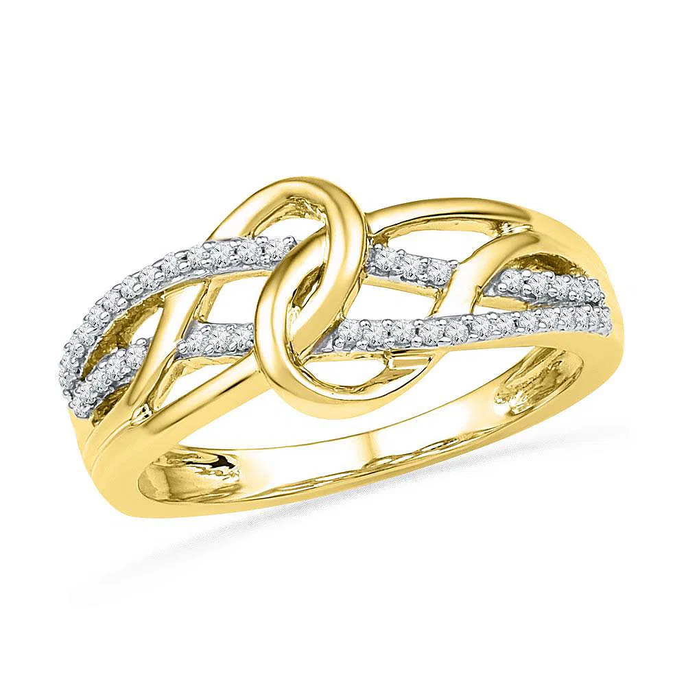 Golden Infinity Diamond Ring -10K Yellow Gold Diamond Infinity Knot Ring