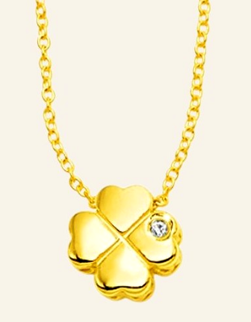 Load image into Gallery viewer, 14K Yellow Gold Diamond Four-Leaf Clover Necklace 18 Inch
