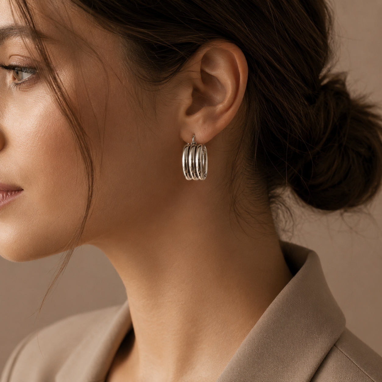 Sterling Silver Metro Ridged Hoop Earrings