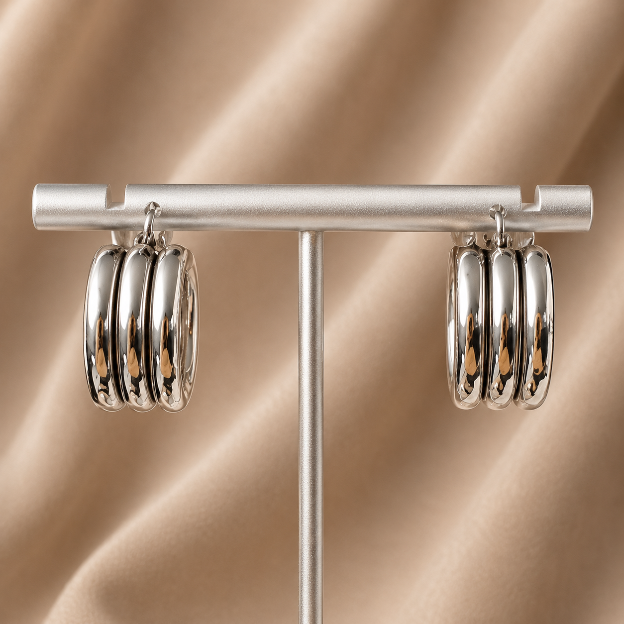 Sterling Silver Metro Ridged Hoop Earrings