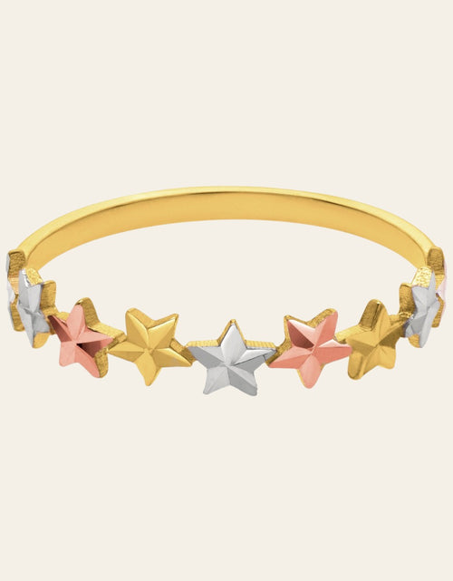 Load image into Gallery viewer, 10K Tri-Color Gold Diamond-Cut Star Ring
