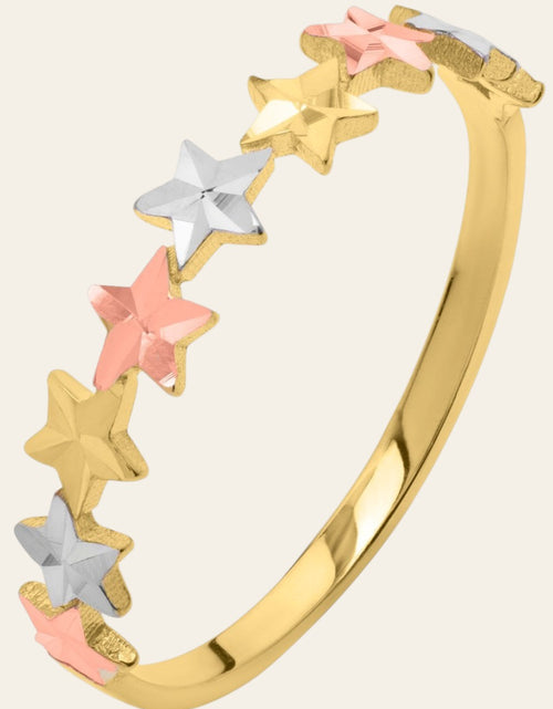 Load image into Gallery viewer, 10K Tri-Color Gold Diamond-Cut Star Ring
