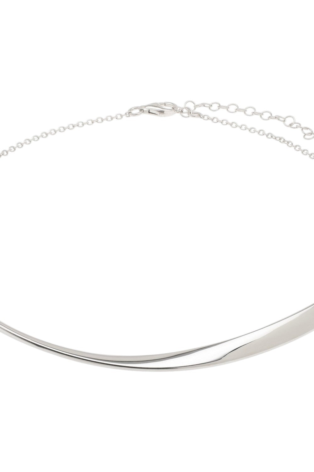 Sterling Silver Rhodium Plated Sculpted Collar Necklace