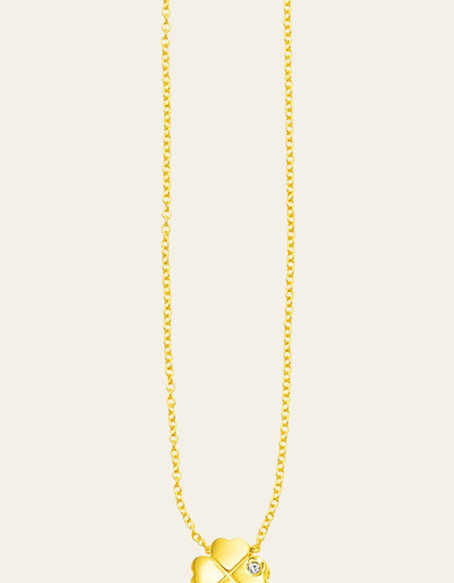 Load image into Gallery viewer, 14K Yellow Gold Diamond Four-Leaf Clover Necklace 18 Inch
