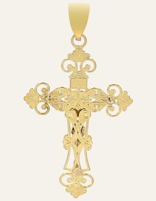 Load image into Gallery viewer, 14K Two-Tone Gold Ornate Crucifix Cross Pendant – 1.54 Inches
