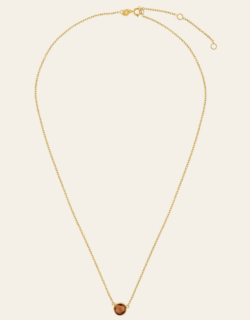 Load image into Gallery viewer, 14K Yellow Gold Round Citrine Bezel Necklace 17 Inch
