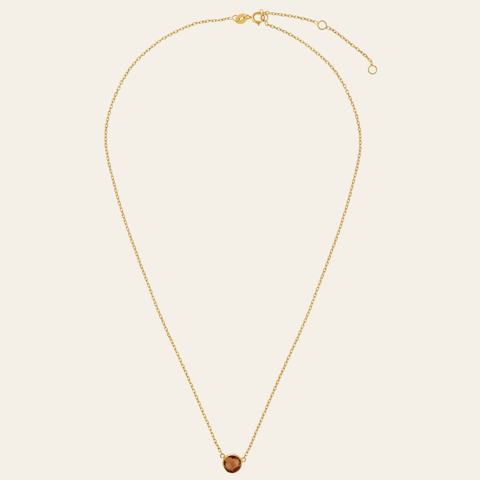 14K Yellow Gold Round Citrine Bezel Necklace 17 Inch