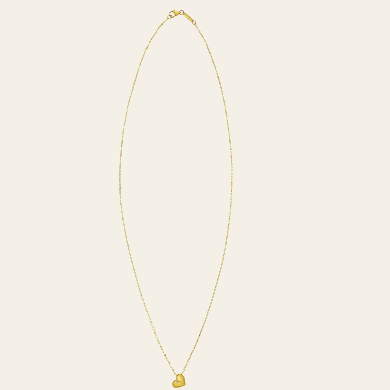 14K Yellow Gold Puffed Mini Heart Pendant Necklace 18 Inch