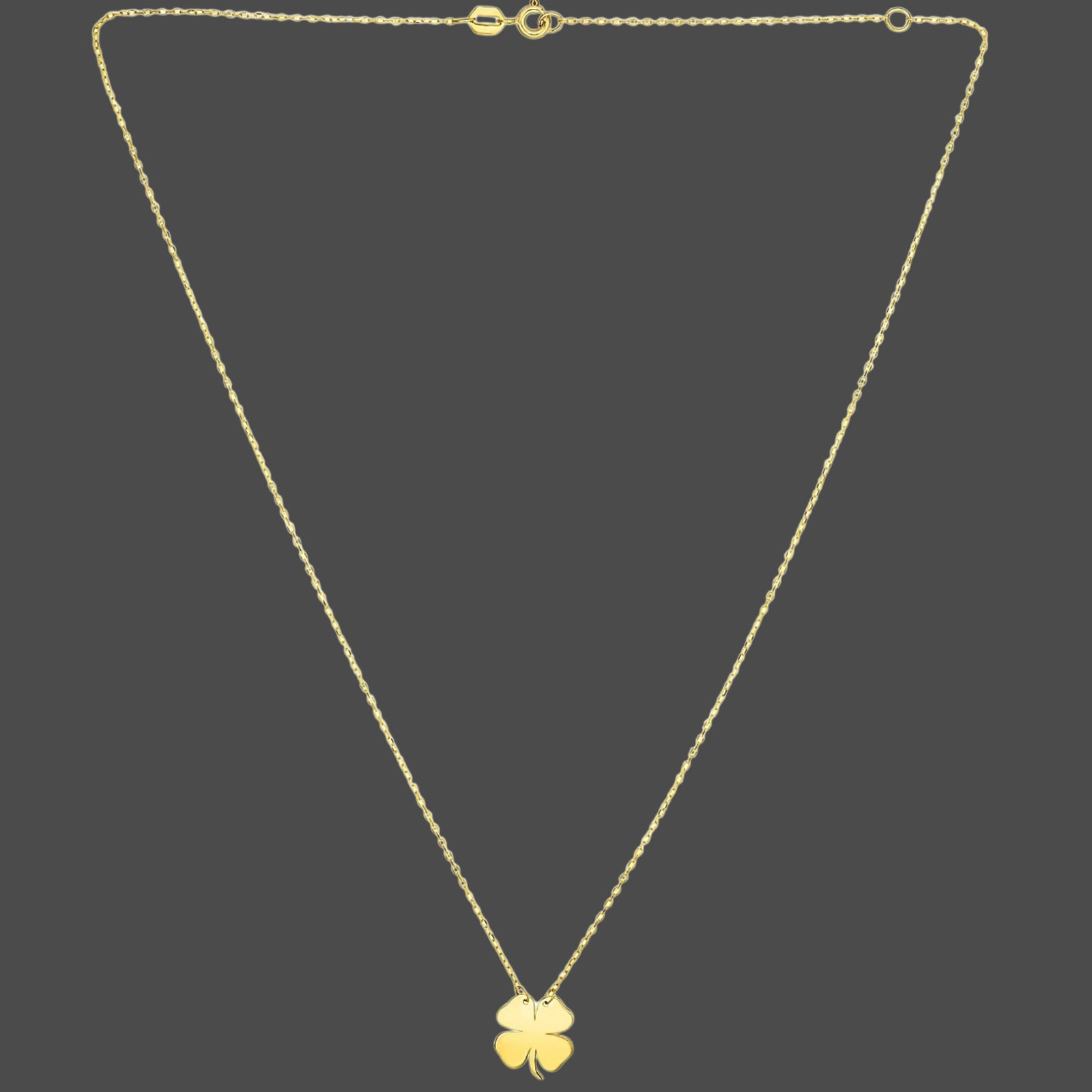 14K Yellow Gold Four Leaf Clover Necklace – 18 Inch