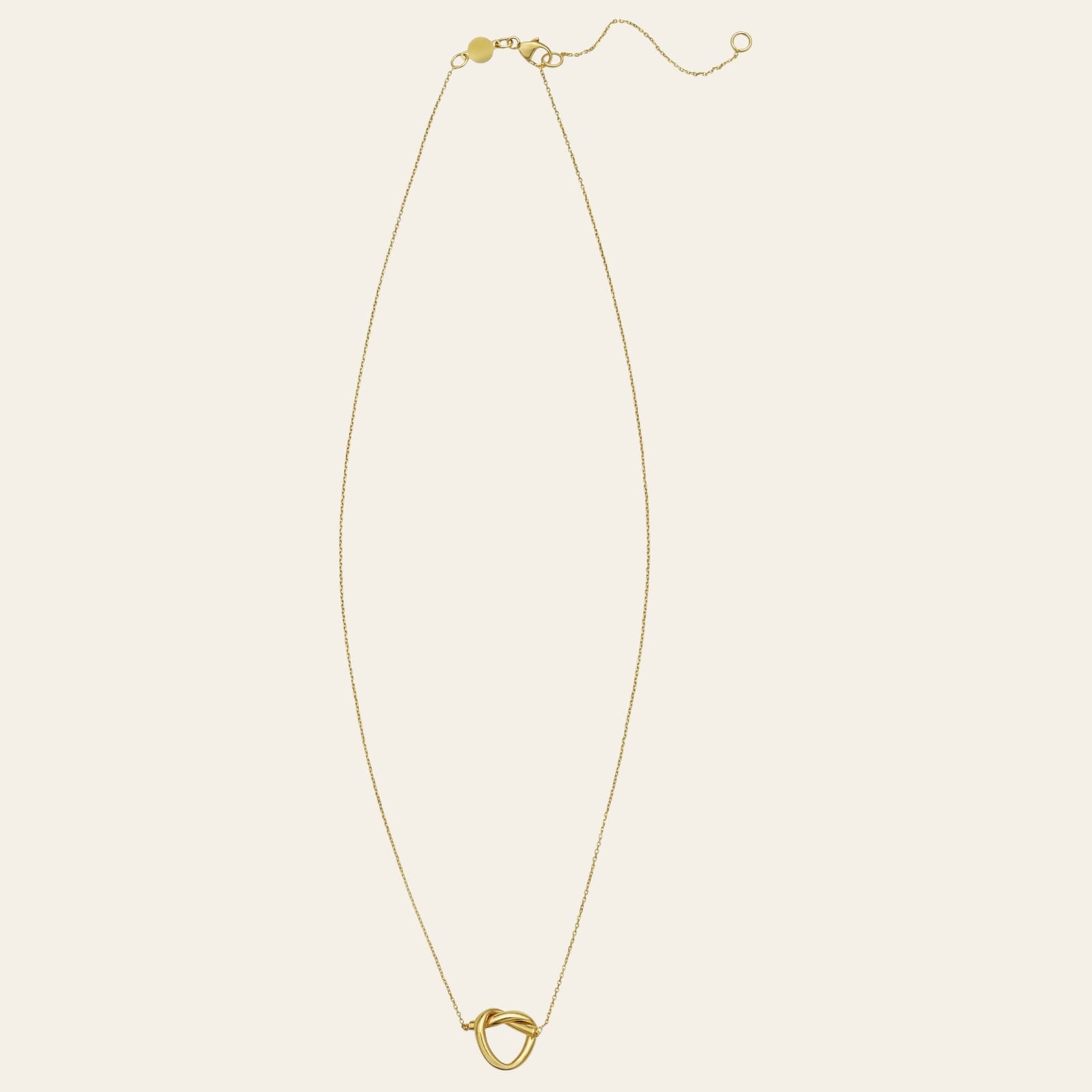 14K Yellow Gold Love Knot Necklace 18 Inch + 2 Inch Extender