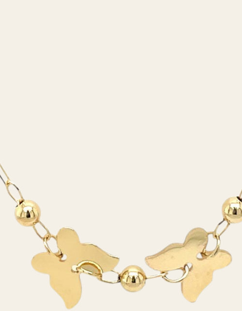 Load image into Gallery viewer, 14K Yellow Gold Polished Butterfly and Bead Necklace 18 in
