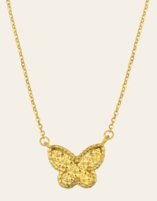 Load image into Gallery viewer, 14K Yellow Gold Turquoise Butterfly Necklace 18 in Reversible Pendant
