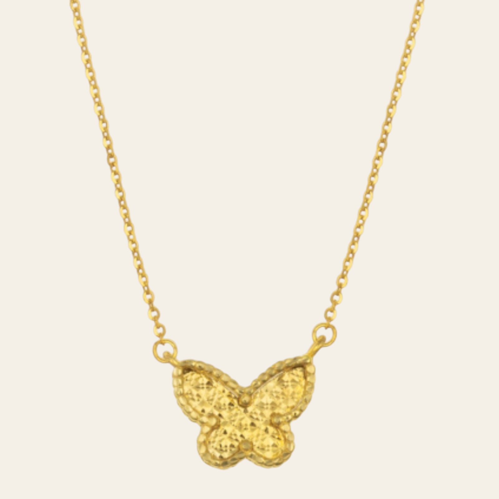 14K Yellow Gold Turquoise Butterfly Necklace 18 in Reversible Pendant
