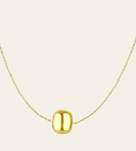 14K Yellow Gold Polished Barrel Bead Necklace