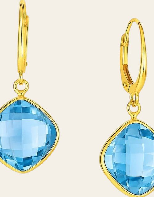 Load image into Gallery viewer, Drop Earrings with Blue Topaz Cushion Briolettes in 14k Yellow Gold
