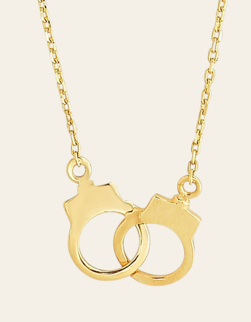 Load image into Gallery viewer, 14K Yellow Gold Interlocking Handcuff Necklace 18 Inch
