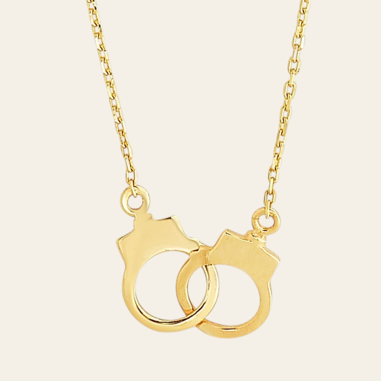 14K Yellow Gold Interlocking Handcuff Necklace 18 Inch