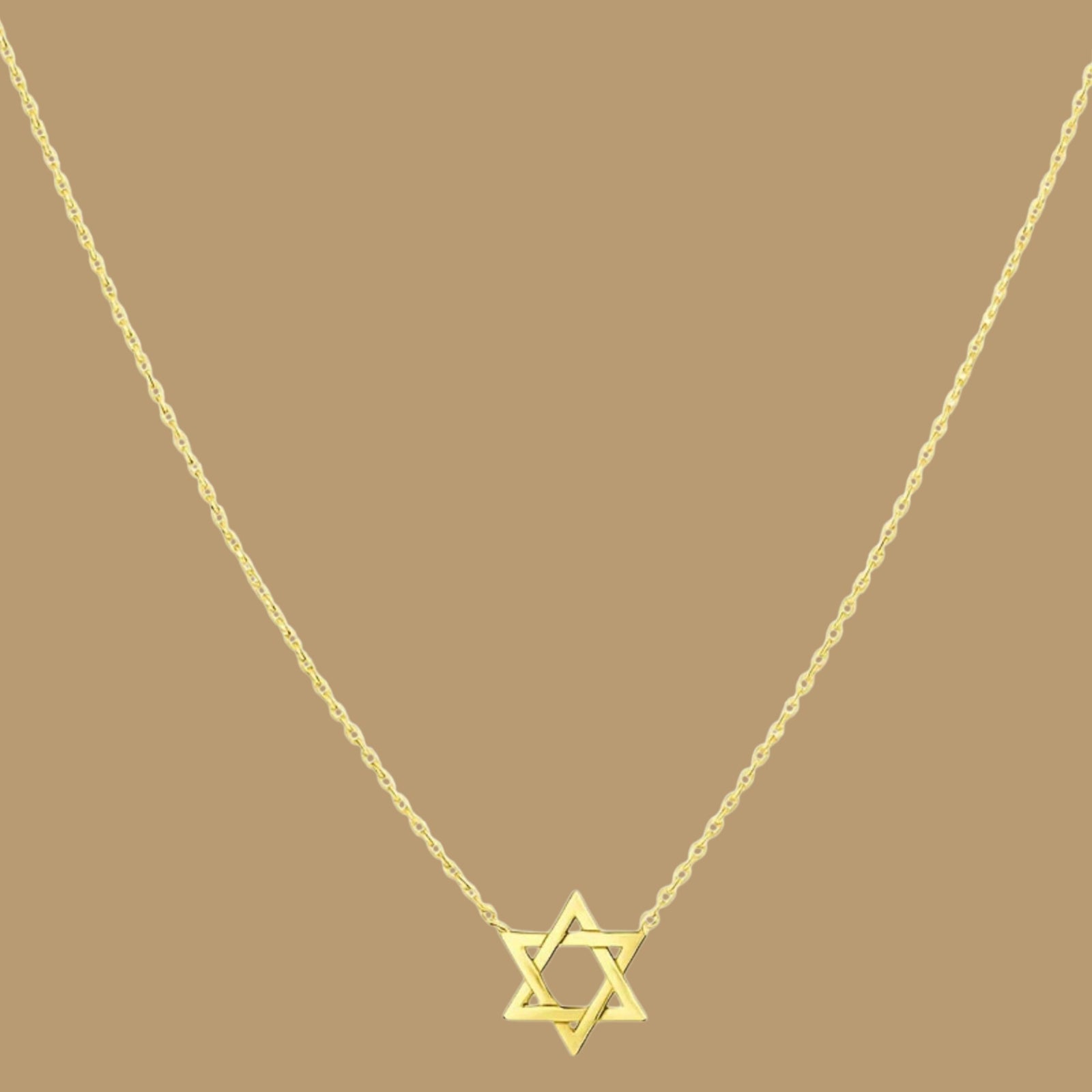 14K Yellow Gold Star of David Necklace – 18 Inch