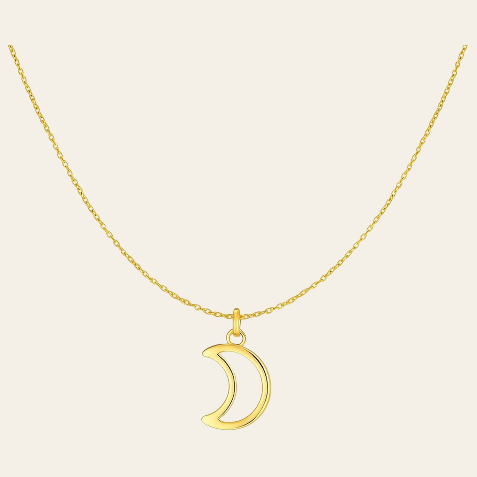 14K Yellow Gold Crescent Moon Necklace – 18 Inch
