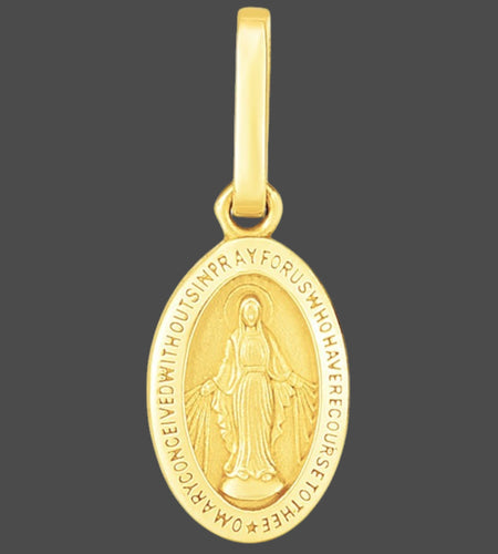 14K Yellow Gold Miraculous Medal Pendant