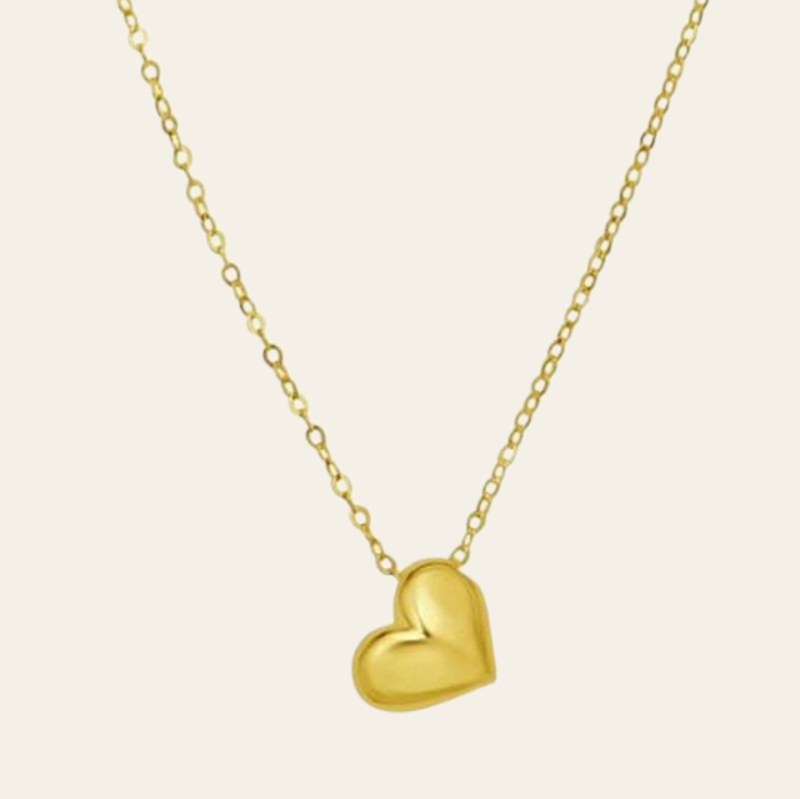 14K Yellow Gold Puffed Mini Heart Pendant Necklace 18 Inch
