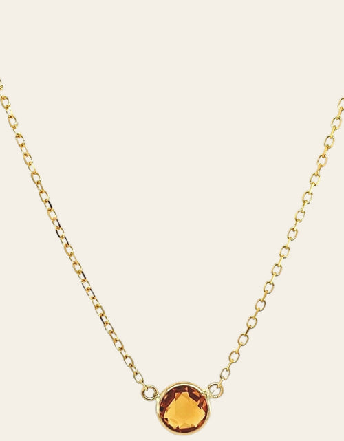 Load image into Gallery viewer, 14K Yellow Gold Round Citrine Bezel Necklace 17 Inch
