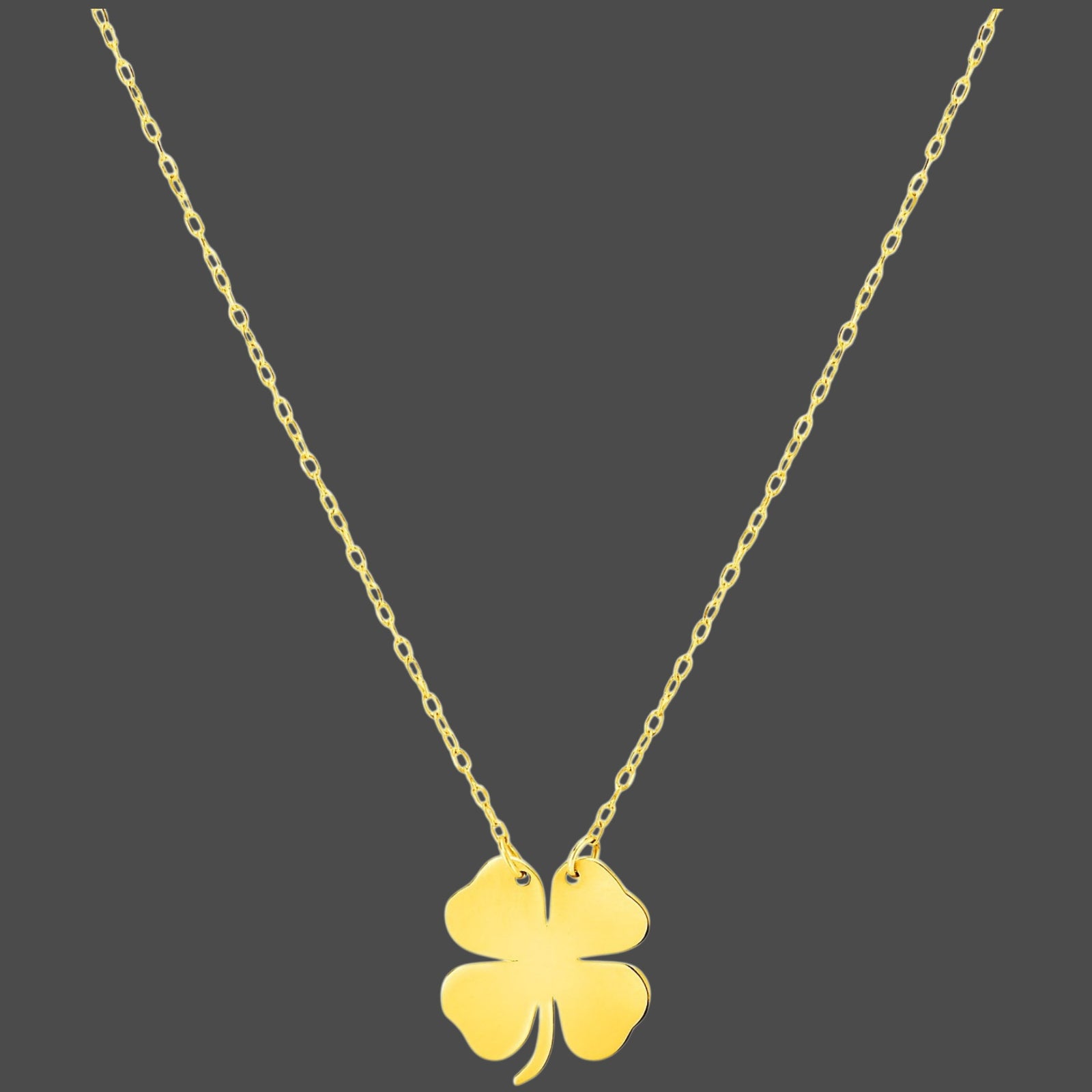 14K Yellow Gold Four Leaf Clover Necklace – 18 Inch
