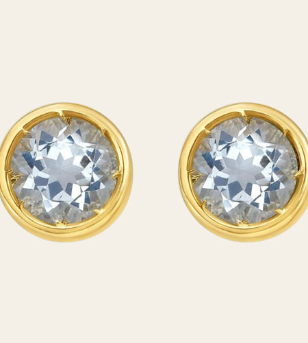 14K Yellow Gold Aquamarine Birthstone Earrings
