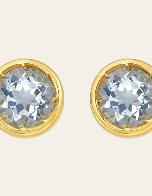 Load image into Gallery viewer, 14K Yellow Gold Aquamarine Birthstone Earrings
