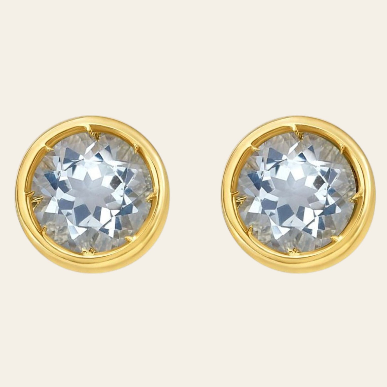 14K Yellow Gold Aquamarine Birthstone Earrings