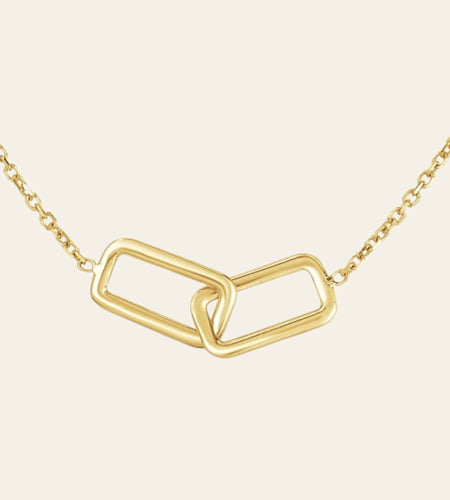 14K Yellow Gold Interlocking Rectangle Necklace