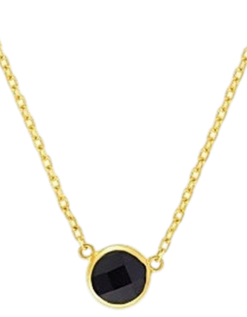 Load image into Gallery viewer, 14K Yellow Gold Round Black Onyx Necklace – 17 Inches
