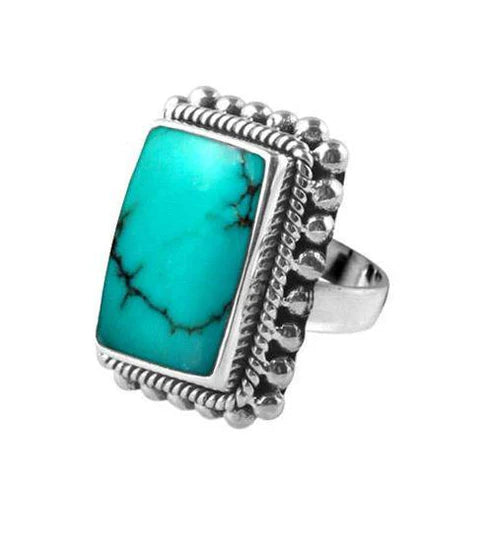 Simply Savvy Bali Artisan Sterling Silver Turquoise Ring – Handcrafted 925 Silver – Luxury Turquoise Statement Ring